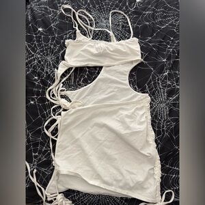 Darker Wavs Echo Cut Out Mini Dress in White